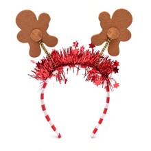 1pc/New Christmas Spring Headband Gingerbread Man Rain Tinsel Star Party Atmosphere Christmas Hair Tie - Multicolor - View 3