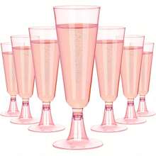 5oz Reusable Transparent Plastic Champagne Flute, Long Stem Wedding Party Cocktail Wine Glass - Random Styles - View 22