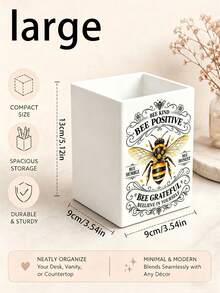 1pc "BEE POSITIVE" Multi-Function Storage Organizer - Cutlery Holder, Desktop Organizer (Suitable For Storing Cutlery, Straws, Tea Bags, Pens, Remote Controls); Plastic Material, Compact And Space-Saving, Suitable For Kitchen, Office, Living Room (Please Check Size Before Ordering) - Multicolor - View 13
