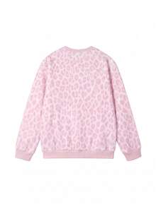 Women's Ditsy Floral Round Neck Loose Fit Plus Size Long Sleeve Casual Pullover Sweatshirt - Pink - View 6