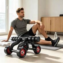 1pc Four-Wheel Ab Roller Stable Non-Slip Core Strength Training Multi-Function Abdominal Exerciser Fitness Equipment For Men & Women Home Use - Multicolor - View 2