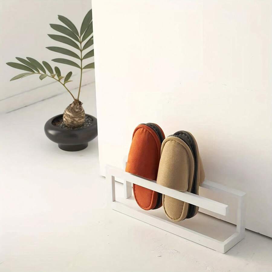 1pc No-Drill Wall-Mounted Adhesive Slipper Rack, Adhesive Door-Mounted Shoe Storage Organizer, Space-Saving Hanging Rack For Entryway, Bathroom, Dorm Room, Bedroom Door, Closet Wall, Easy Install, Mother's Day, Father's Day, Men Women Kids - View 1