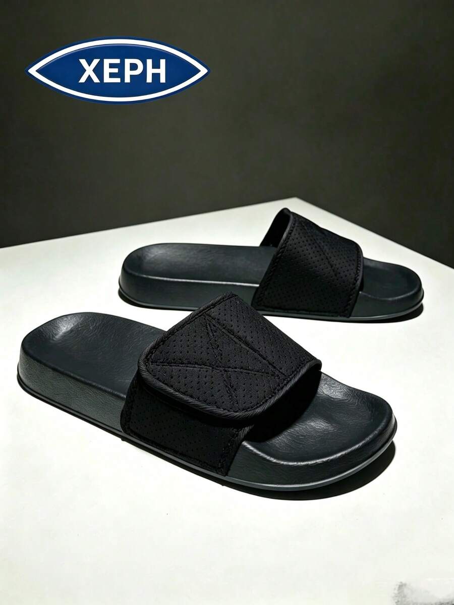Men's Slippers, Plus Size Casual Sandals, Fashion Versatile Lightweight Outdoor Beach Slides, Round Toe Slip-On Slippers For Indoor Outdoor Beach Bathroom