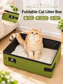 1pc Foldable Splash-Proof Cat Litter Box, Waterproof Portable Cat Toilet, Odorless Open-Top Cat Litter Tray, Easy To Clean Cat Toilet, Suitable For Travel, Car And Outdoor Use - L - View 12