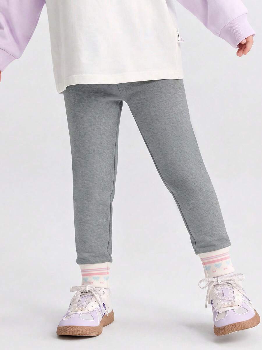 Balabala Girls Fleece Lined Leggings Soft Warm Stretch Bottoms For Little To Big Tween Girl Winter Daily Wear - Medium Gray - View 1