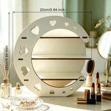 Moon-Shaped Wooden Storage Rack, Heart Hollow Multi-Layer Desktop Organizer, Cosmetic & Jewelry Display Stand - Multicolor - View 7