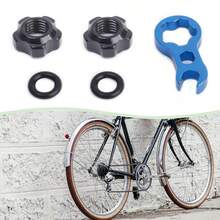 2 sets d'écrous de tige de valve de vélo en alliage d'aluminium, accessoires de valve de pneu sous vide, convient pour les vannes Presta de vélos de montagne ou de route, comprend une clé - Noir - Voir 4