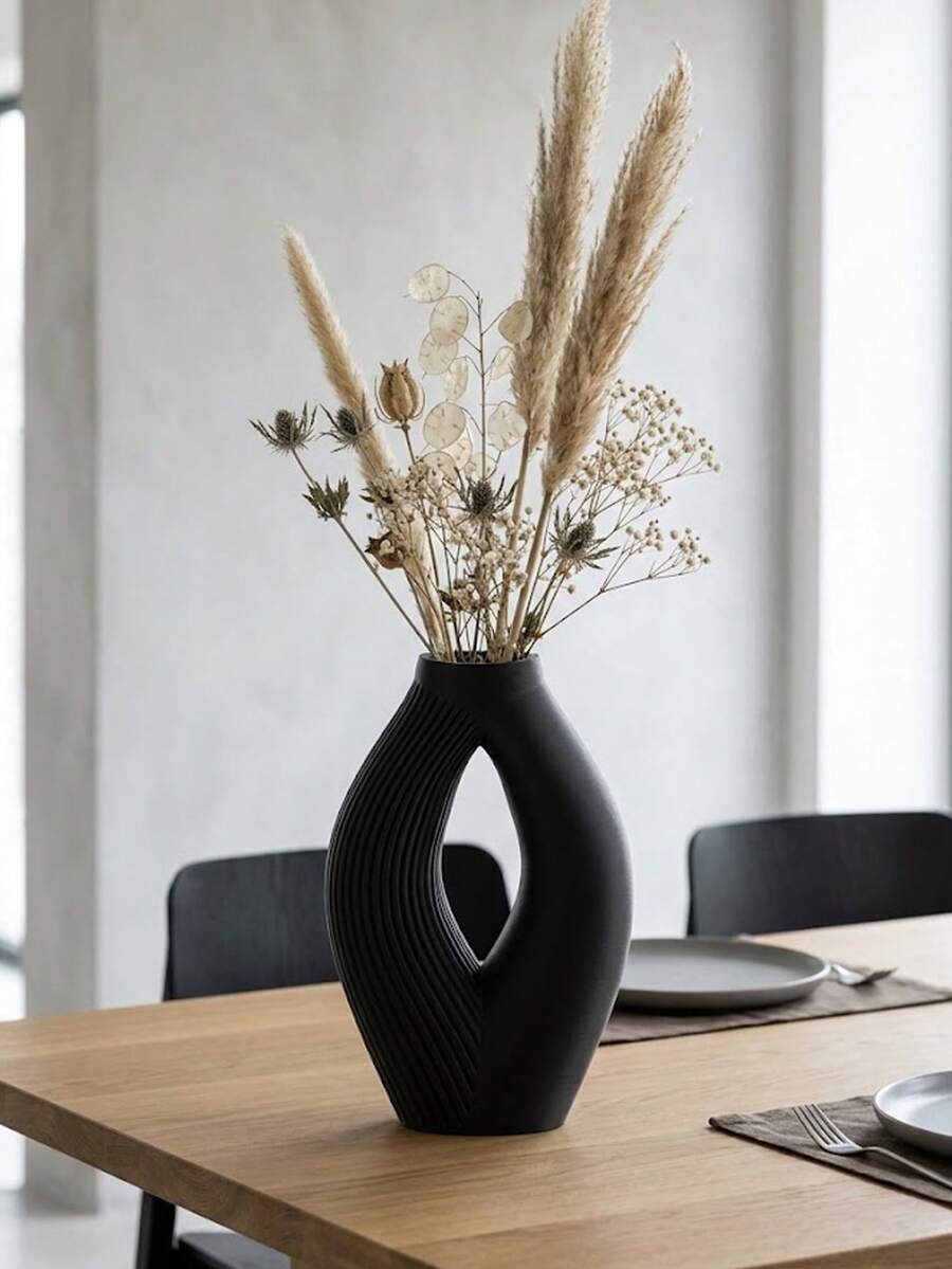 Fractal Sculpture Vase - Modern Geometric Architectural Floral Holder, Minimalist Living Room Bedroom Countertop Centerpiece, Home Office Desk Setup Decor & Unique Gift For Adults - 1PC - View 1