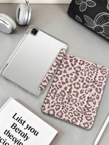 1件粉色與咖啡豹紋平板保護殼，適用於 iPad Mini6/7/10.2/10.5/10.9(Air4-Air8)/Pro 11/10代/A16/Pro 11 2024 機型，彩繪圖案平板套，全透明壓克力背殼，絲綢質感 8 折支架，自動休眠/喚醒，內置筆槽，不含筆，部分機型附相機框 - 彩色 - 查看 1