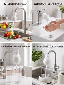 20/60/100 buah Kartrid Filter Keran, Kapas Penyaring Serat Halus Ultra, Penyaringan Sedimen Anti-Percikan, Dengan Pengait dan Perekat Tetap, Selongsong Filter Pemurni Air Kompak, Cocok Untuk Wastafel Dapur, Wastafel Kamar Mandi, Keran Rumah - View 3