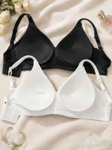2pcs Women's Seamless Push-Up Bra, Padded Cups, Nude Feel, Casual Comfortable, Lift Up, Wire-Free, Basic Style - Multicolor - View 7