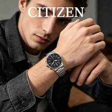 CITIZEN Men's -Drive Aviation Chronograph Watch Polished Silver Solid Steel Bracelet Full Compass Azimuth Scale Luminous Hands Outdoor Sports Men Watch - Silver - View 4