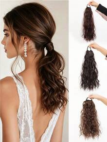 Wig Ekstensi Rambut Ekor Kuda 12 inci, Rambut Ekor Kuda Bergelombang Keriting dengan Karet Elastis, Ekor Kuda Bergelombang Mengembang untuk Wanita - MultiWarna - View 2