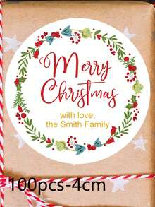 10/20/50/100pcs Customized Round Christmas Stickers, Customizable Letter Text Stickers, Elegant Holiday Gift Packaging Labels, Suitable For Holiday Party Gift Labels, Holiday Gift Packaging Stickers, Wedding Souvenir Labels Stickers, Cookie Packaging Bag Stickers, Holiday Calendars - Multicolor - View 8
