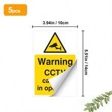 Gvanvilo 5pcs Surveillance Warning Stickers, Size 3.94x5.51 Inches, Yellow Background Eye-Catching Warning Pattern, Self-Adhesive Easy Application, Suitable For Storefronts, Courtyard Walls, Warehouse Entrances, Ideal For Shop Owners And Homeowners, Provides Security Reminder, Christmas Gift New Year Gift Birthday Gift - 5-piece Set - View 2