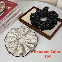 Autumn Fabric Floral Large Headband, Elegant Polka Dot Trim Hair Band, Versatile Floral Hair Accessory Headband - Multicolor - View 10