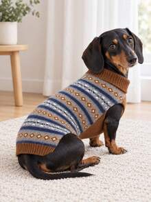 1PC Striped Mini Dachshund Dog Sweater, Classic Fair Isle Knit Sausage ...