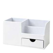 All-In-One Pen Holder Office Stationery Box Multifunctional Leather Business Card Holder Front Desk Desktop Conference Room Desktop Storage Box, Creative Fashion Student Desktop Office Stationery Storage Box Drawer Style Pen Holder - Multicolor - View 8