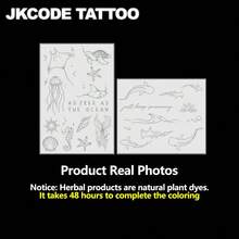 JKCODE TATTOO 2 Pcs Semi-Permanent Tattoo Kit | Ocean Tattoos, Mermaid, Turtles, Starfish, Shells Tattoo For Arm, Neck, Waterproof, Realistic Fake Tattoos, Botanical, Magic Tattoos, Lasts 1-2 Weeks, Tattoos For Women, Shoulder Tattoo, Perfect Gift For Vacation - Dark Grey - View 5