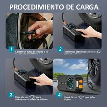 Arrancador de Batería para Auto Portátil con Compresor de Aire 150 PSI, Inflador de Neumáticos con Pantalla Digital LED y Linterna, Cargador de Emergencia Multifunción para Coche y Moto - Negro/Gris - Ver 10