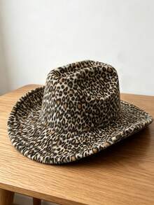 1PC Unisex Fashion Vintage Leopard Print Hat, Autumn Bohemian Cowboy Hat, Suitable For Travel, Vacation, Daily Outings And Other Occasions - Top Hat - View 5