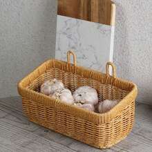 Wall Hanging Storage Basket Container Decorative Basket Hand Woven Kitchen Storage Basket For Garden Flower Pot Living Room - Brown - View 7