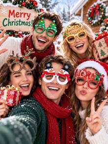 10/5pcs Christmas Glasses Party Decoration, Party Decoration, Fun Costume Glasses, Winter Party Photo Props, Party Atmosphere Accessories - Multicolor - View 6