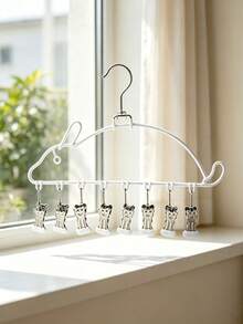 1PC/5PCSCute Cat Shaped Clothes Hanger With Multi Clips, Non-Mark Sock Drying Rack, Household Laundry Hanging Holder For Socks, Underwear & Small Garments, Multi-Color Optional, Portable Laundry Organizer For Balcony Clothes Drying - Multiple Colors and Styles - View 16