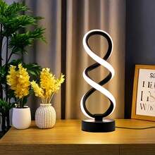 Modern Creative LED Spiral Desk Lamp, Button Control, Adjustable Color Temperature & Stepless Dimming, Eye-Protection Table Lamp, Suitable For Office Desk, Home Office, Study, Bedroom And Dormitory. Halloween, Christmas, Holiday Gifts And Home Decor - Black - View 3