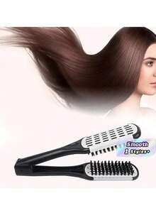 1 chiếc lược kẹp tóc lông heo rừng, dụng cụ tạo kiểu tóc, giúp tóc thẳng mượt, lược chải tóc, dụng cụ làm tóc, sản phẩm chăm sóc tóc - trắng - Xem 1