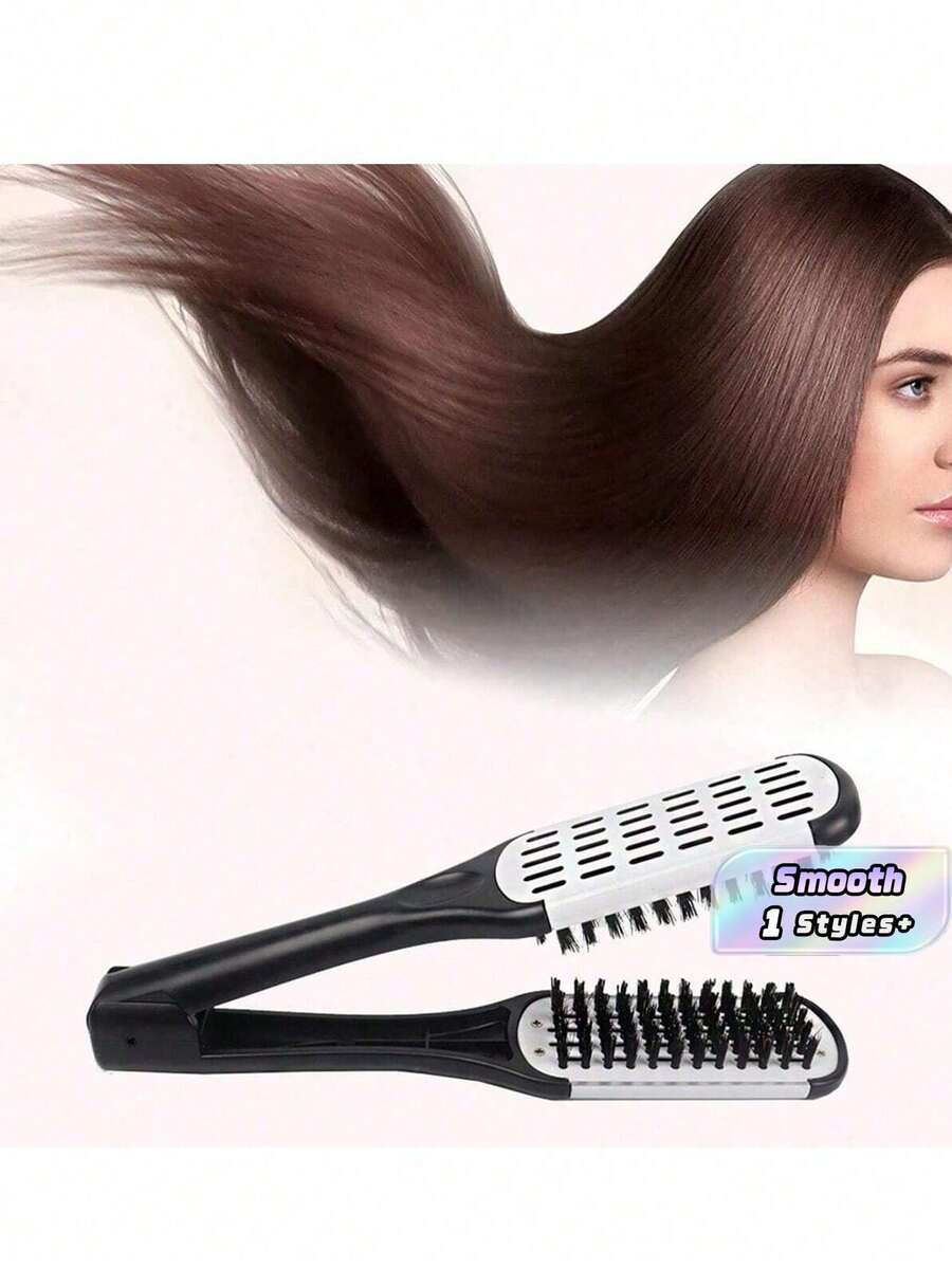 1 chiếc lược kẹp tóc lông heo rừng, dụng cụ tạo kiểu tóc, giúp tóc thẳng mượt, lược chải tóc, dụng cụ làm tóc, sản phẩm chăm sóc tóc - trắng - Xem 1