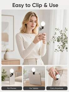 Mini Clip-On Portable Phone Selfie Fill Light, 3 Adjustable Light Modes, Rechargeable, Clip-On Phone Light, Portable Selfie Light, Rechargeable Phone Fill Light, Vlog Lighting Accessory, Live Streaming Fill Light, Travel Photography Light, 150mAh - one-size - View 5