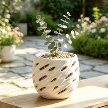 Hollow Breathable Flower Pot, Special For Caudiciform Succulents & Cacti, Creative Spiral Multi-Hole Root Control Planter, Black & White Dual Color - Hollow Planter - View 4