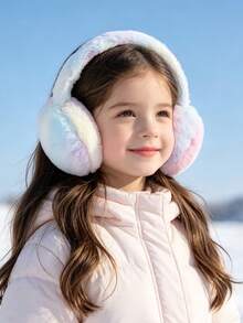 1pc Children's Colorful Tie-Dye Plush Windproof Warm Cute Earmuffs Suitable For Outdoor Travel And Daily Use - Multicolor - View 3
