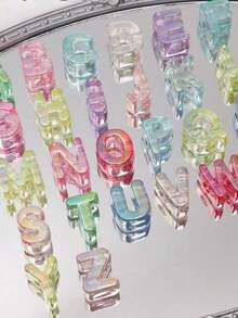 52pcs Acrylic 3D Transparent Colorful Large Hole Jelly Creative Letter Beads, Suitable For Handmade DIY Materials, Jewelry Making Materials, Keychains And Party Decorations, Cute Style, Ideal Accessory For Creative Handmade Crafts - Upgraded Version (UV Process) - View 7