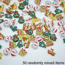 20/50/100pcs Christmas Resin Mini Charms, Santa Claus, Reindeer, Christmas Tree DIY Cream Glue Phone Case Hair Clip Sticker Material - Random Mix - Multicolor - View 12