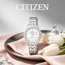 CITIZEN Women's Controlled -Drive Watch Brushed Silver Stainless Steel Link Bracelet Matte White Dial Luminous Bar Indexes Practical Ladies Watch - Silver - View 6