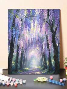1 Set Wisteria Flower Path DIY Number Painting Kit, Art Oil Painting Set, Suitable For Adult Beginners, Bedroom Decor And Art Wall Decor, Holiday Gift - Sets - View 2