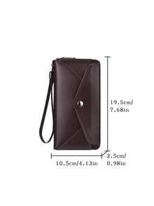 SHABILI New Long Wallet For Men, Zipper Multi-Card Slot Large Capacity Clutch Bag, Fashion Casual Long Wallet For Men - Coffee - View 5