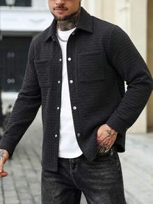 Men's Casual Jacket, Lapel Jacket For Spring And Autumn, Solid Color Business Versatile, Suitable For Daily Outdoor Work Wear Men's Jacket - Black - View 1