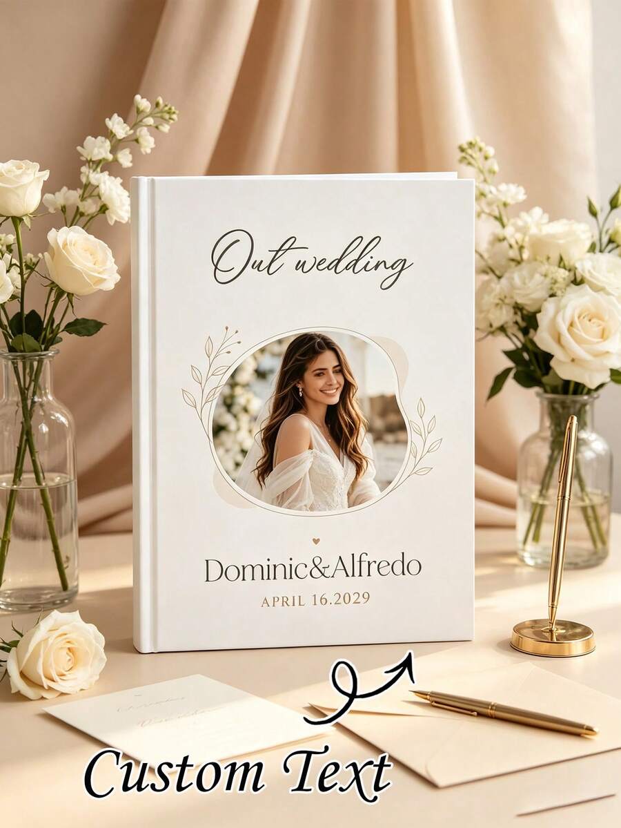 Customized Name & Photo Wedding Guest Book, Wedding Guest Book With Letter Name, Hardcover Photo Album Letter Wedding Guest Book, Wedding Photo Album, Personalized Photo Wedding Guest Book, Can Sign And Add Photos - Multicolor - View 1