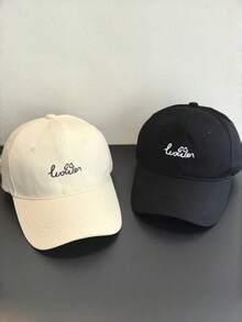 1pc Women's Embroidered Letter Baseball Cap, Minimalist Curved Brim Adjustable Back Buckle Hat, Lightweight All-Season Casual Hat, Suitable For Travel And Daily Wear - A - View 3
