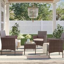 4-Piece Rattan Outdoor Garden Furniture Set, Including 2 Armchairs, 1 Double Sofa And 1 Table, Suitable For Indoor And Outdoor Use - Brown - View 2