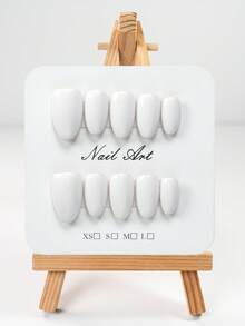 YINZIJIA 10 Pieces, Solid Color Short Almond Shaped White Acrylic Nail Tips Complete Set Of Fake Nail Tips, With Nail Accessories, Suitable For Women's Daily Life And Gatherings - Multicolor - View 12