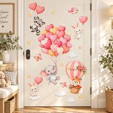Dreamy Animal Balloon Wall Stickers, Cloud Hot Air Balloon Decals, Cute Rabbit Elephant Fox Wall Decor, Bedroom Home Decoration - Cute Wall Stickers - View 3