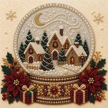 1 Set DIY Christmas Pearl Diamond Painting Art Kit, Includes Frame, Beads, Rhinestones, Handmade 3D Holiday Decoration, Adult Gift, Classic Design Beaded Decor Set - A - View 41