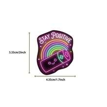 100 buah Stiker Kesehatan Mental Neon, Stiker Grafiti Neon Kecil dan Segar untuk Botol Minum, Laptop, Ponsel, Stiker Fluorescent Gelap - Light Grey - View 2