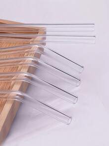 Heat Resistant Clear Glass Straws High Borosilicate Straight Straws Bent Straws For Drinks Cocktails Reusable Drinking Straws For Home Party Bar Travel Kitchen Essentials Accessories Autumn Kitchen Home Decor Back To School Supplies - Multicolor - View 11