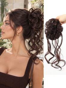 Women's Messy Curly Bun With Face-Framing Tendrils – A Chic, Effortlessly Elegant Hair Accessory Perfect For Everyday Wear, Dates, And Parties. - Multicolor - View 8