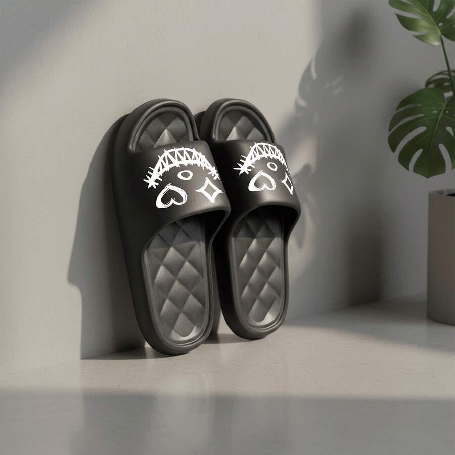 Unisex One-Strap Slides, Men's Sports Sandals, Wear-Resistant, Breathable, Soft & Elastic, Cool Beach Sandals For Summer, Couple Style For Beach Vacation (Buy One Size Up For More Comfort) - Black - View 1